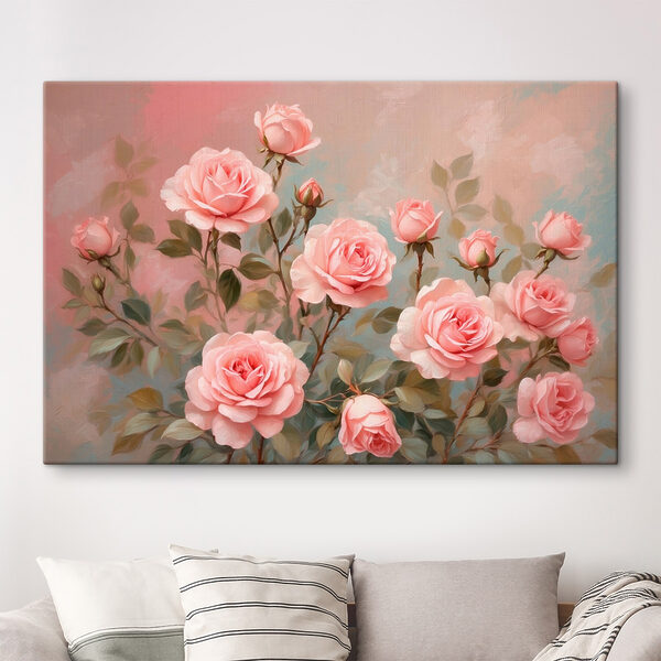 Schilderij van roze rozen Schilderij van roze rozen