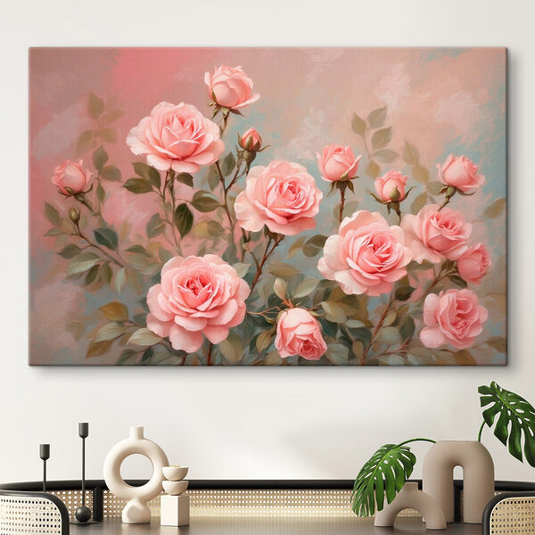 Schilderij van roze rozen Schilderij van roze rozen