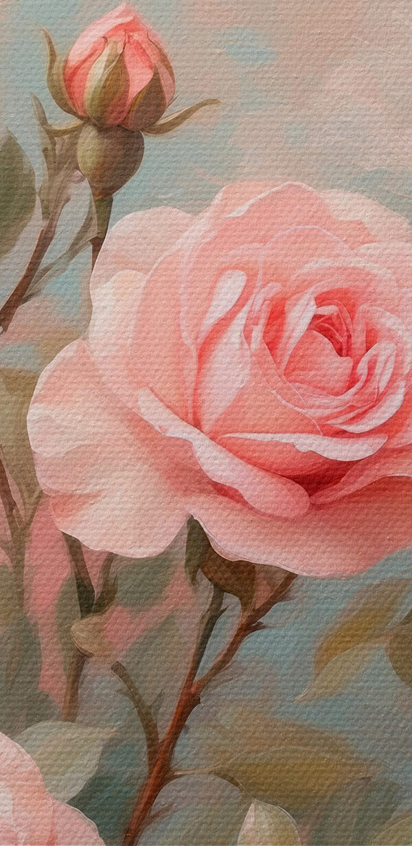 Schilderij van roze rozen Schilderij van roze rozen