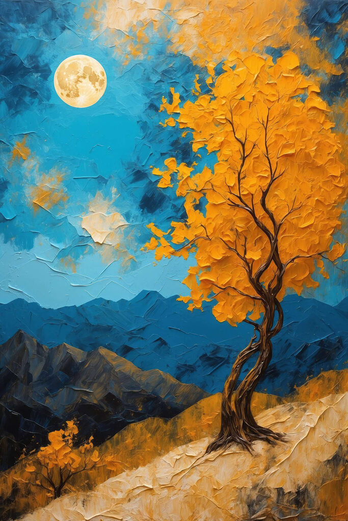 Painting of a tree with yellow leaves