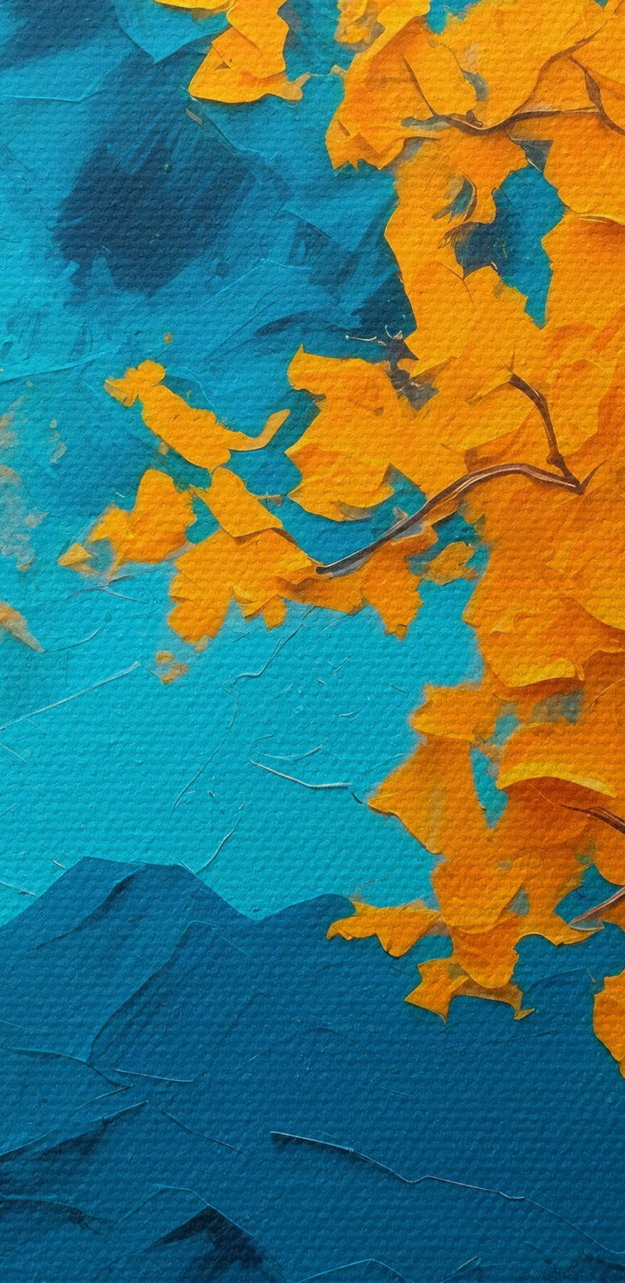 Schilderij van een boom met gele bladeren