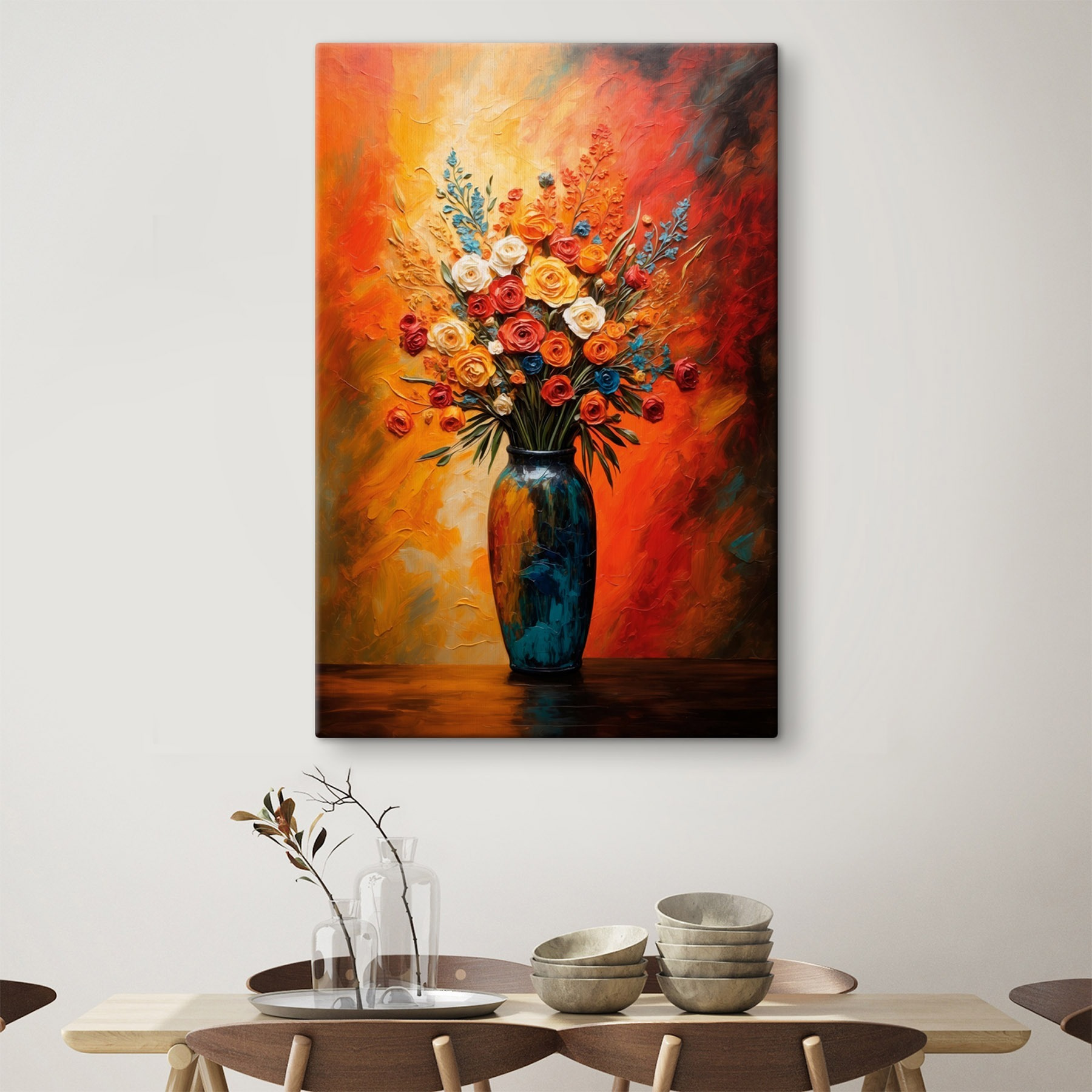 Painting of flowers in a vase Painting of flowers in a vase