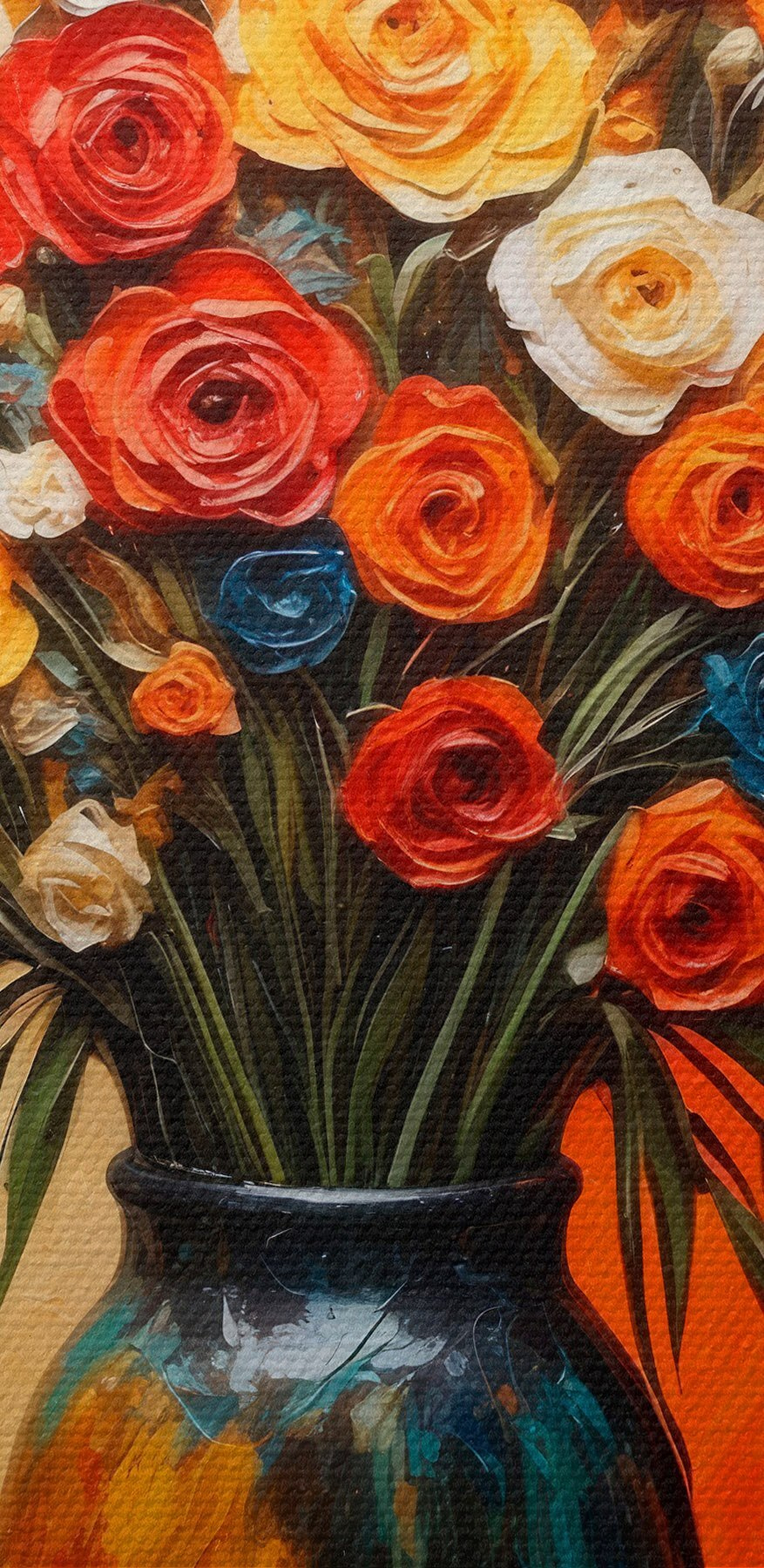 Schilderij van bloemen in een vaas