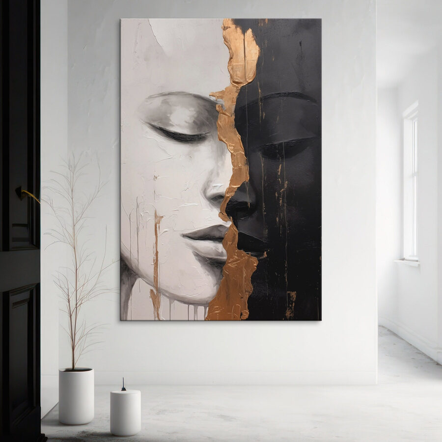 Canvas Schilderijen Fluisteringen van eenheid en contrast
