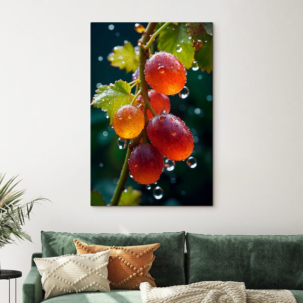 Trosje druiven met waterdruppels erop Canvas Schilderijen Trosje druiven met waterdruppels erop