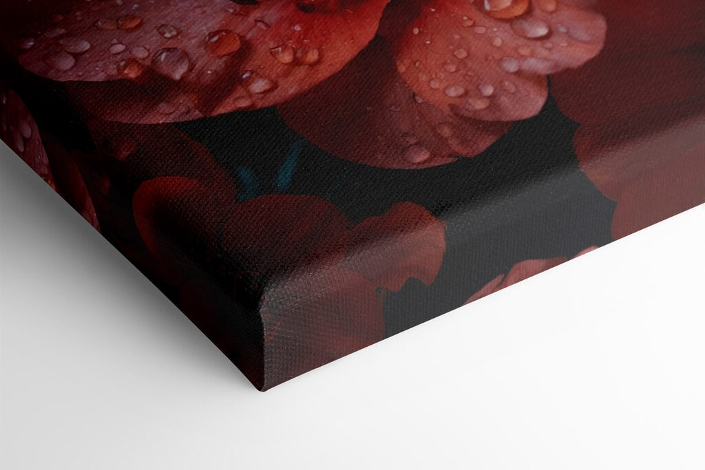 Group of red flowers with water droplets