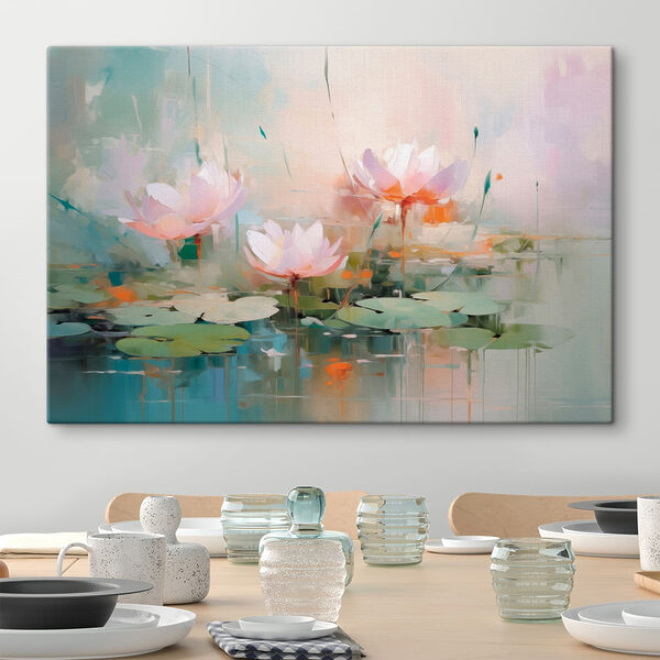 Schilderij van bloemen op water Schilderij van bloemen op water