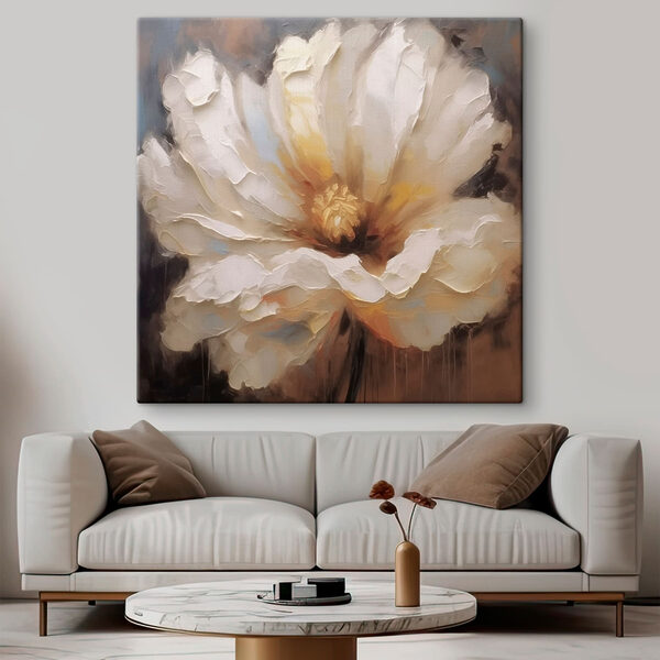 Schilderij van een witte bloem Schilderij van een witte bloem