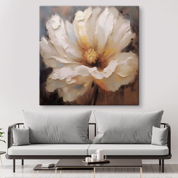 Schilderij van een witte bloem Schilderij van een witte bloem
