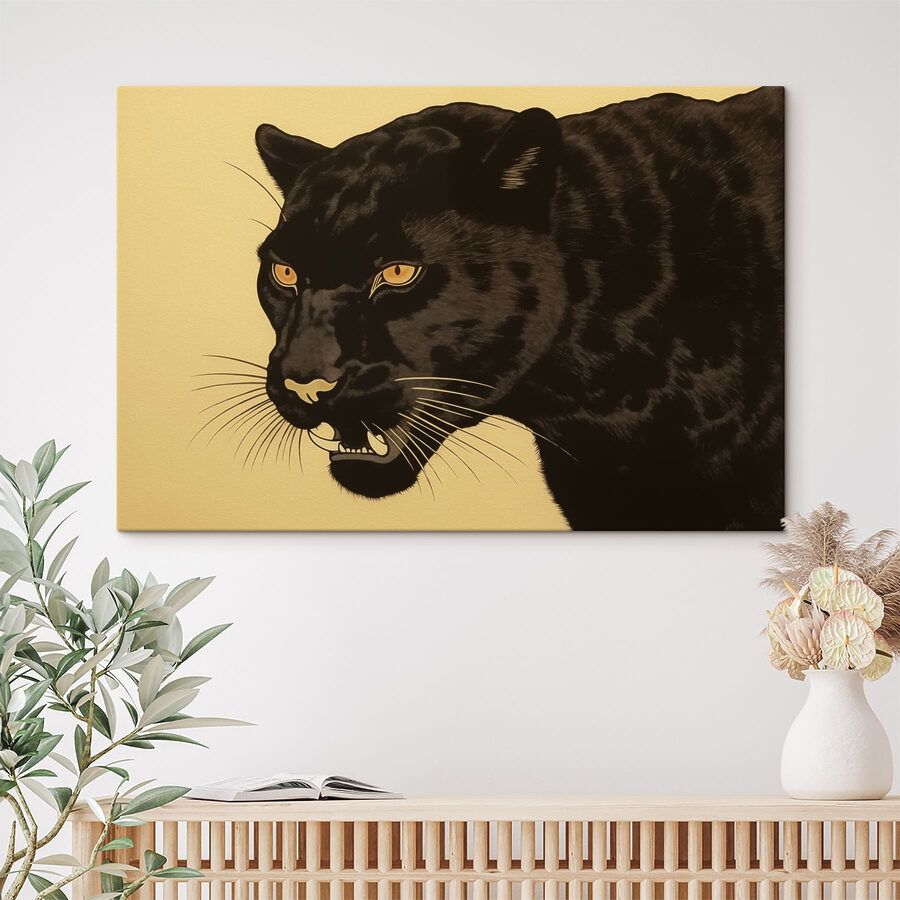 Zwarte panter met gele ogen