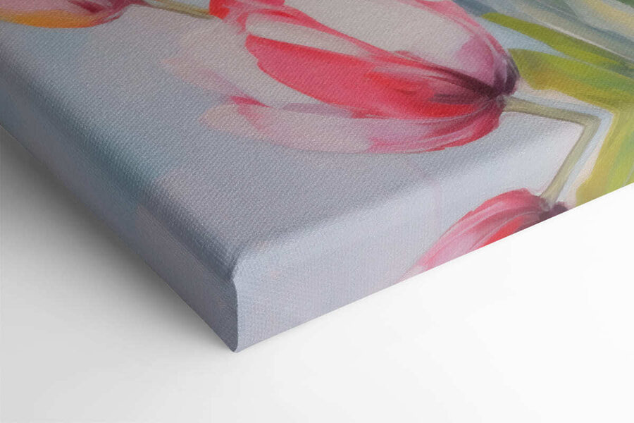 Schilderij van roze en witte tulpen
