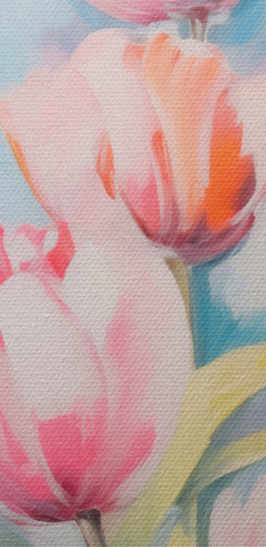 Schilderij van roze en witte tulpen