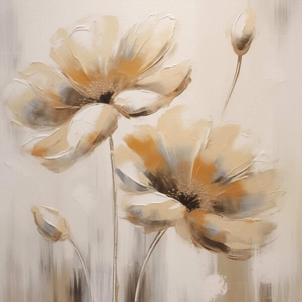 Schilderij van bloemen op een witte achtergrond Schilderij van bloemen op een witte achtergrond