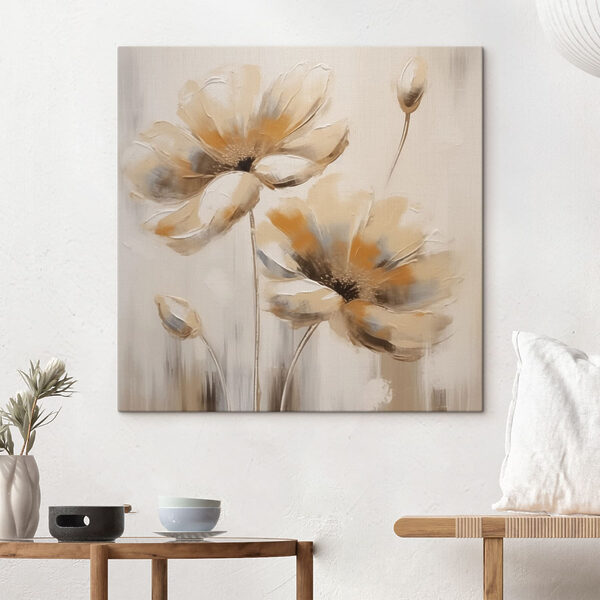 Schilderij van bloemen op een witte achtergrond Schilderij van bloemen op een witte achtergrond