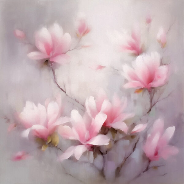Schilderij van roze bloemen Schilderij van roze bloemen
