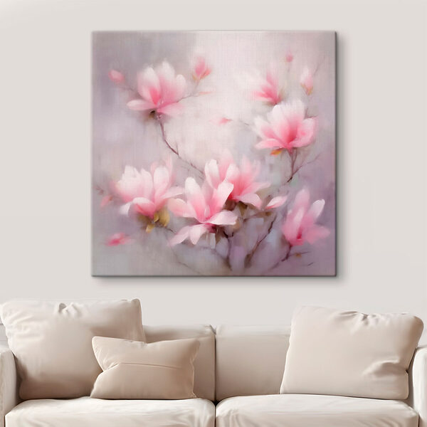 Schilderij van roze bloemen Schilderij van roze bloemen