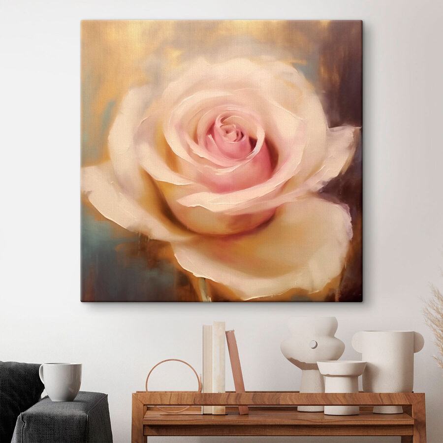 Canvas Schilderijen Elegante roos in zachte tinten