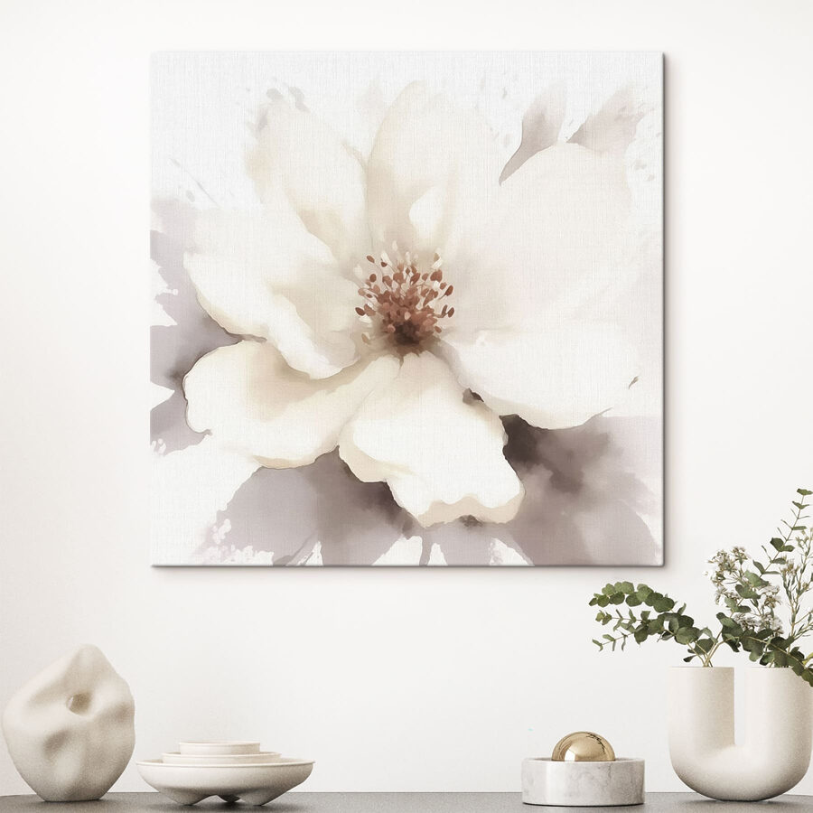 Witte bloem met bruin hart