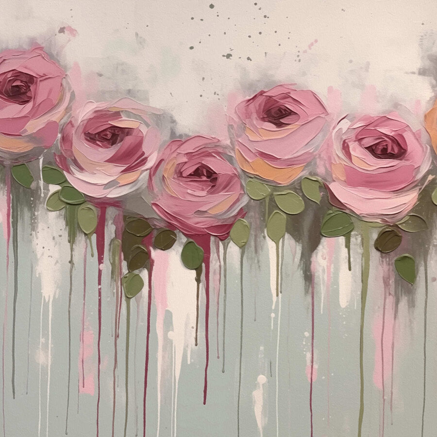 Schilderij van roze rozen