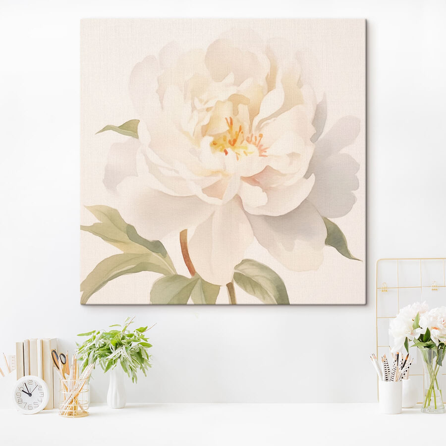 Witte bloem met groene bladeren