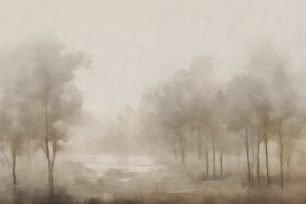 Mistig landschap met bomen Mistig landschap met bomen