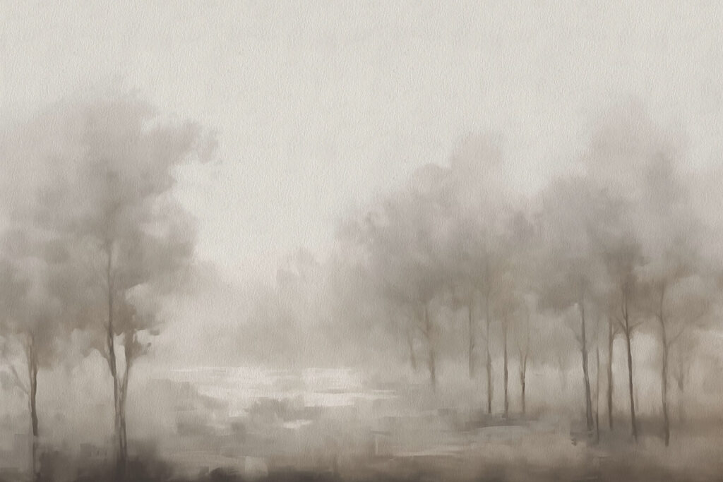 Mistig landschap met bomen Mistig landschap met bomen