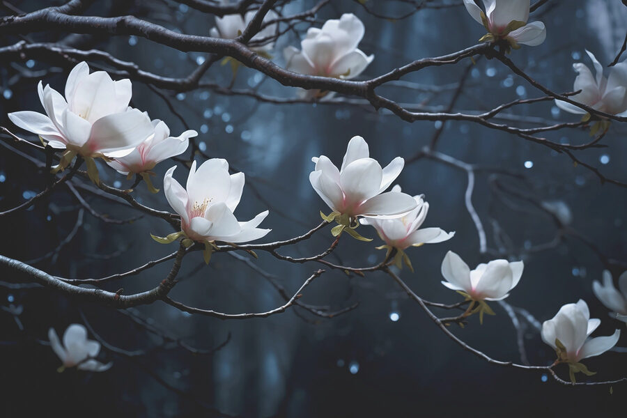 Boom met witte bloemen