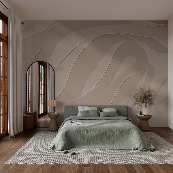 Fotobehang Fotobehang Witte en zwarte golvende lijnen (Artikelnummer: w03611)