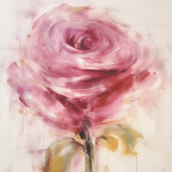 Schilderij van een roze roos Schilderij van een roze roos