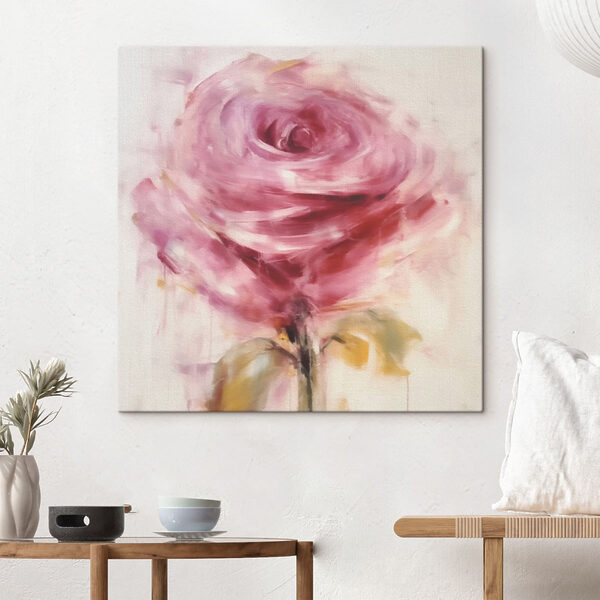 Schilderij van een roze roos Schilderij van een roze roos
