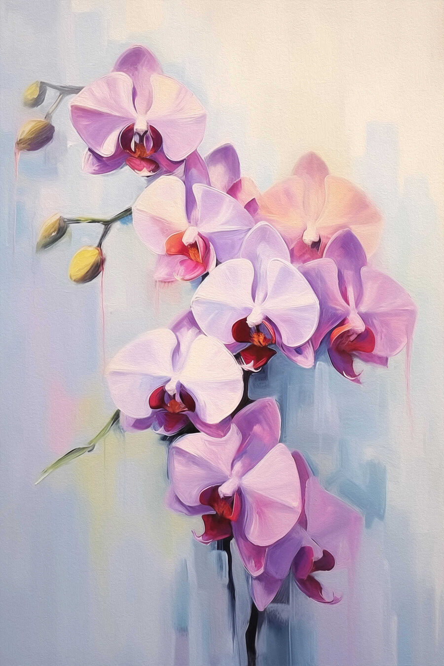 Schilderij van paarse bloemen