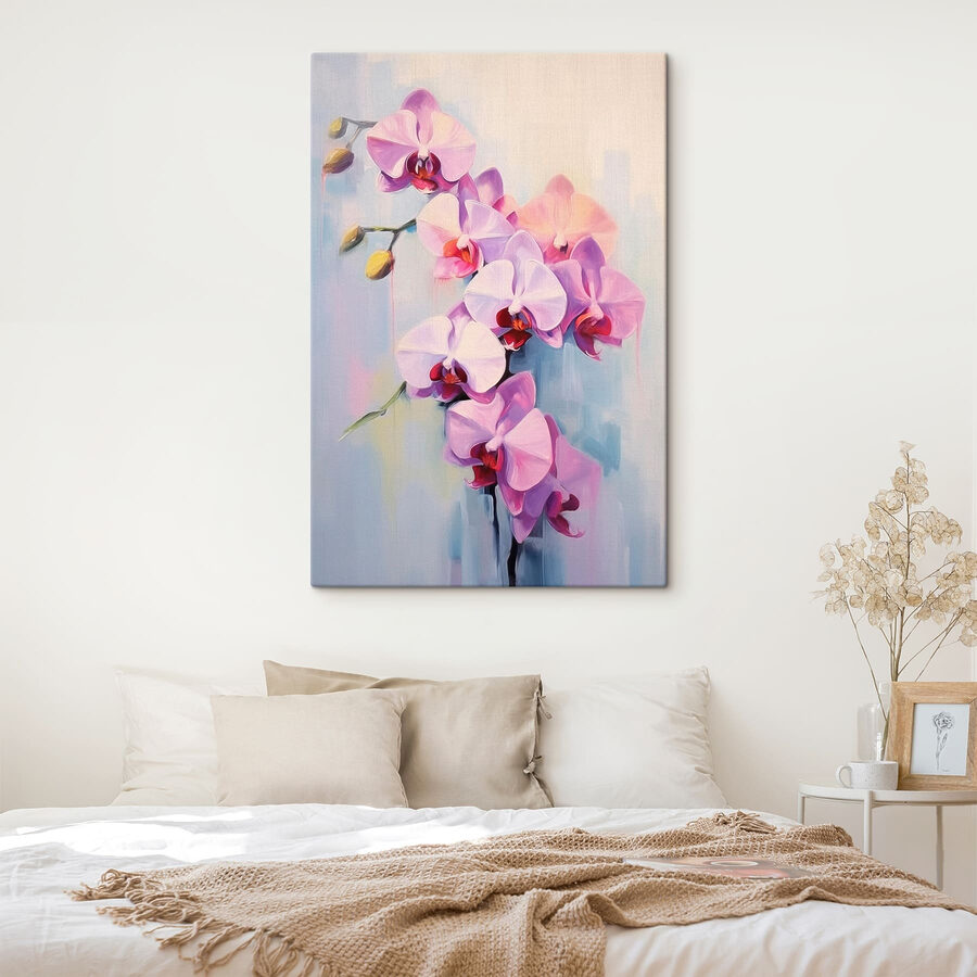 Schilderij van paarse bloemen