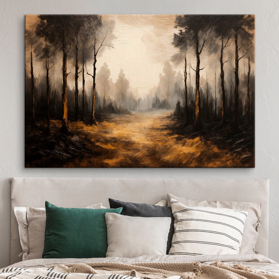 Schilderij van een bos met bomen