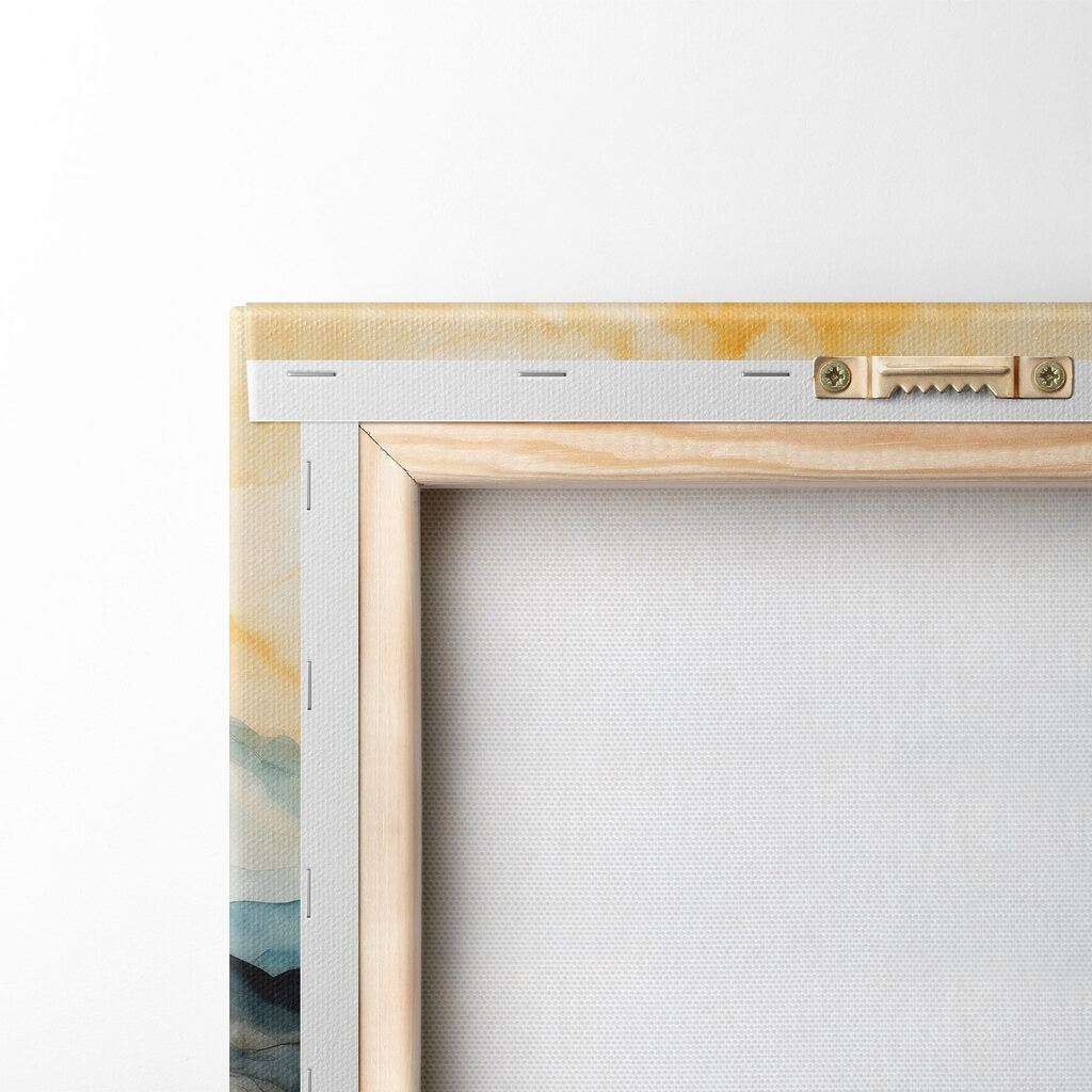 Watercolor painting of a lake with trees and mountains Watercolor painting of a lake with trees and mountains