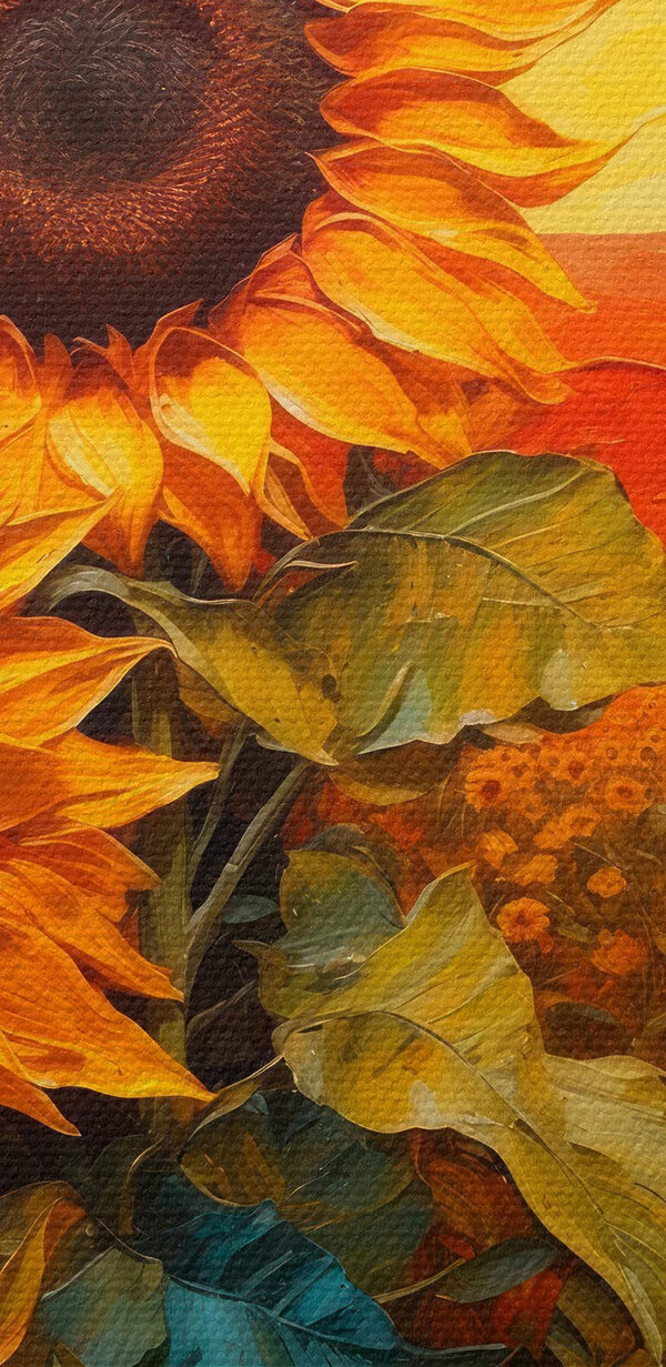Schilderij van zonnebloemen in een veld Schilderij van zonnebloemen in een veld
