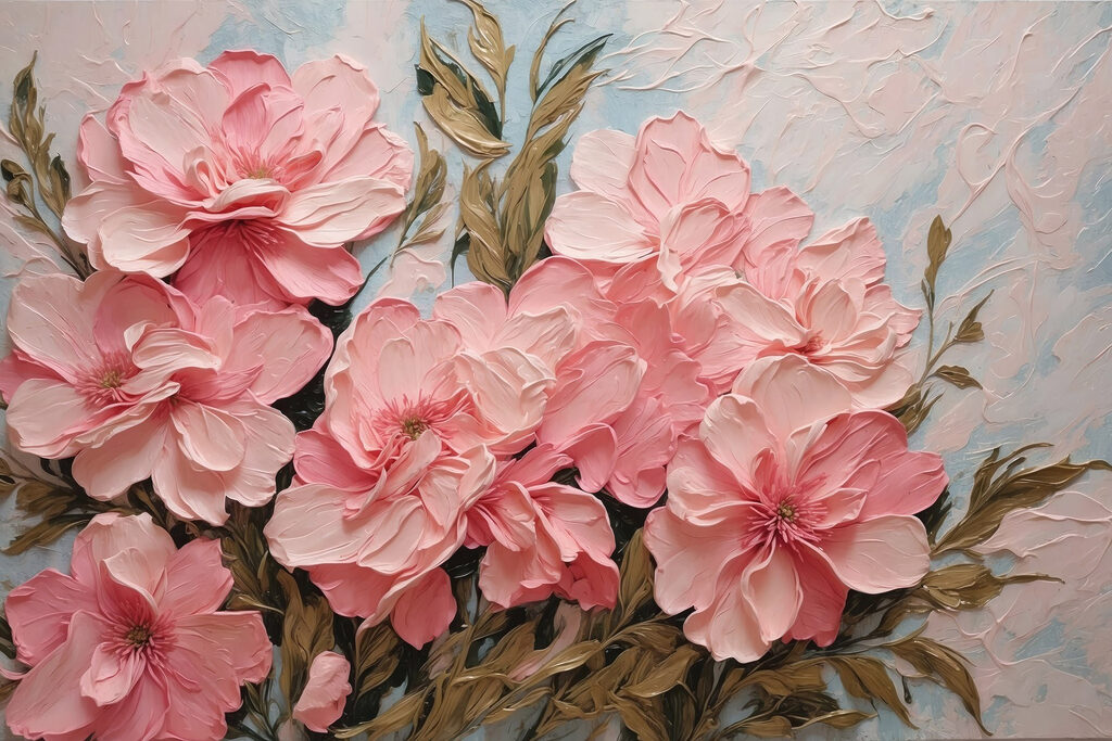 Painting of pink flowers
