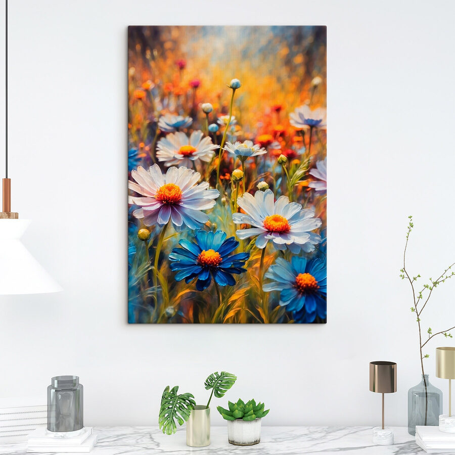 Levendige bloemen in een kleurrijk veld