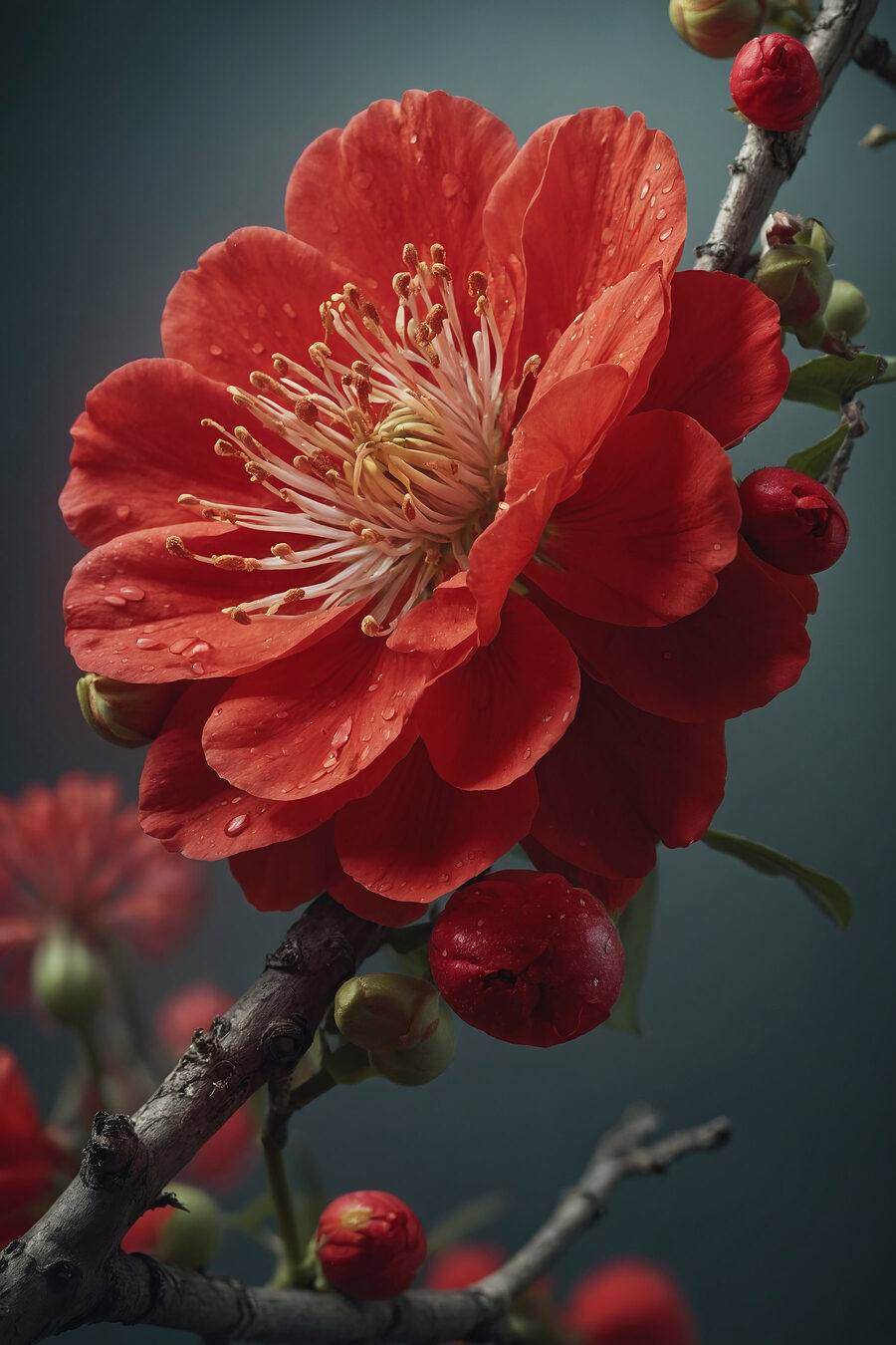 Levendige bloei met delicate waterdruppels Levendige bloei met delicate waterdruppels