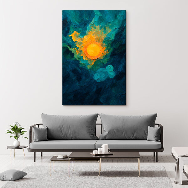 Schilderij van een zon en wolken Schilderij van een zon en wolken