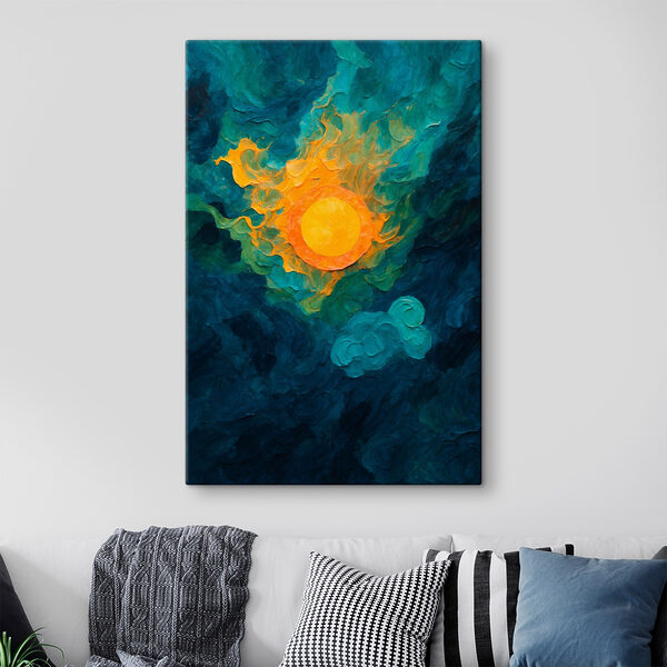 Schilderij van een zon en wolken Schilderij van een zon en wolken