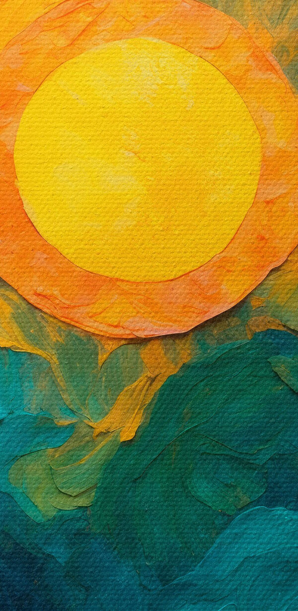 Schilderij van een zon en wolken Schilderij van een zon en wolken