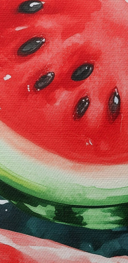 Watermelon slices and ice cubes on a surface Watermelon slices and ice cubes on a surface