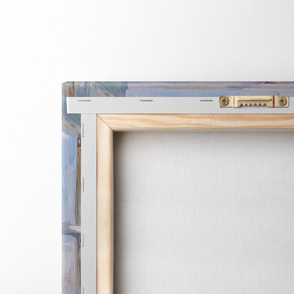 Painting of a window with flowers in it