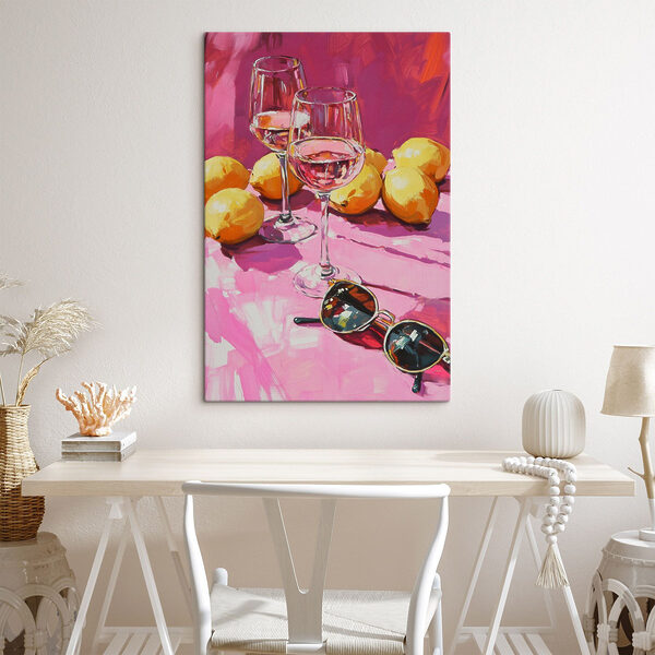 Painting of wine glasses and lemons Painting of wine glasses and lemons