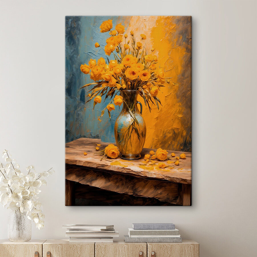 Vaas met gele bloemen