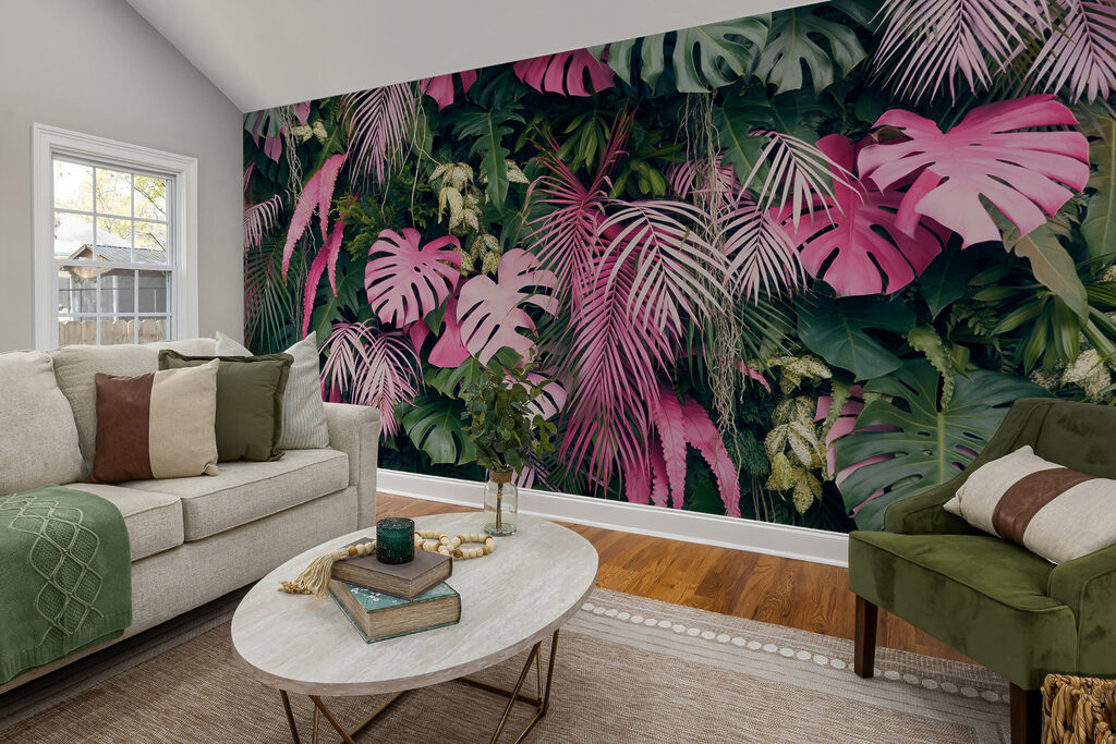 Group of pink and green leaves Group of pink and green leaves