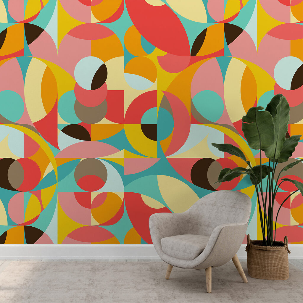 Colorful pattern of circles and squares Colorful pattern of circles and squares