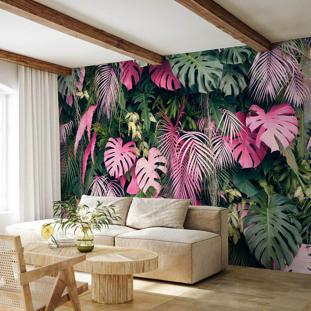 Group of pink and green leaves Group of pink and green leaves