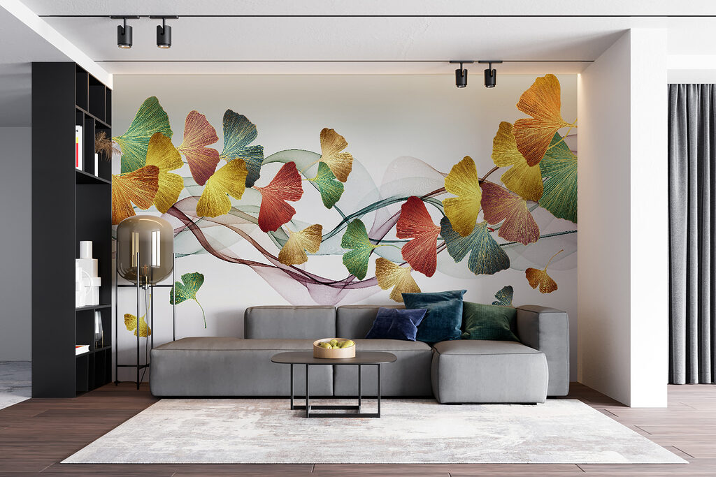 Colorful leaves and swirls Colorful leaves and swirls