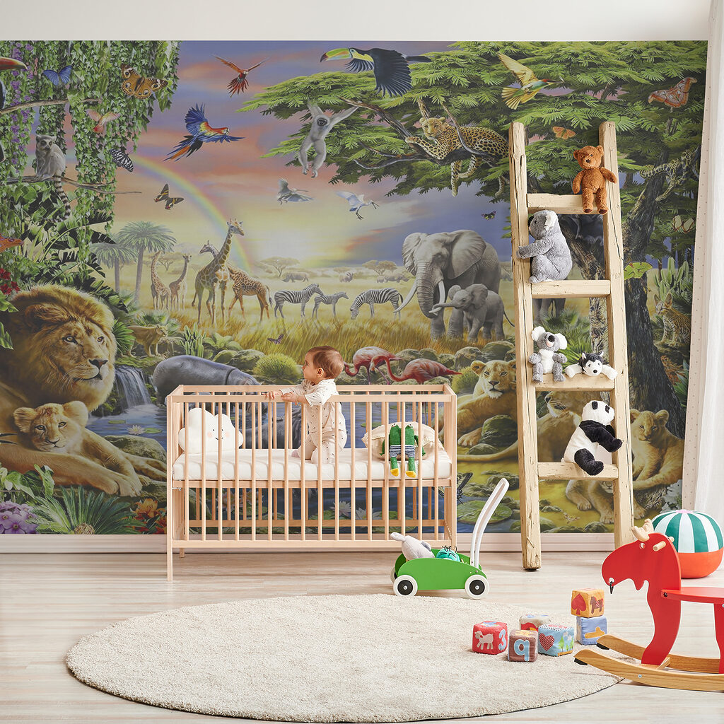 Group of animals in a river Group of animals in a river